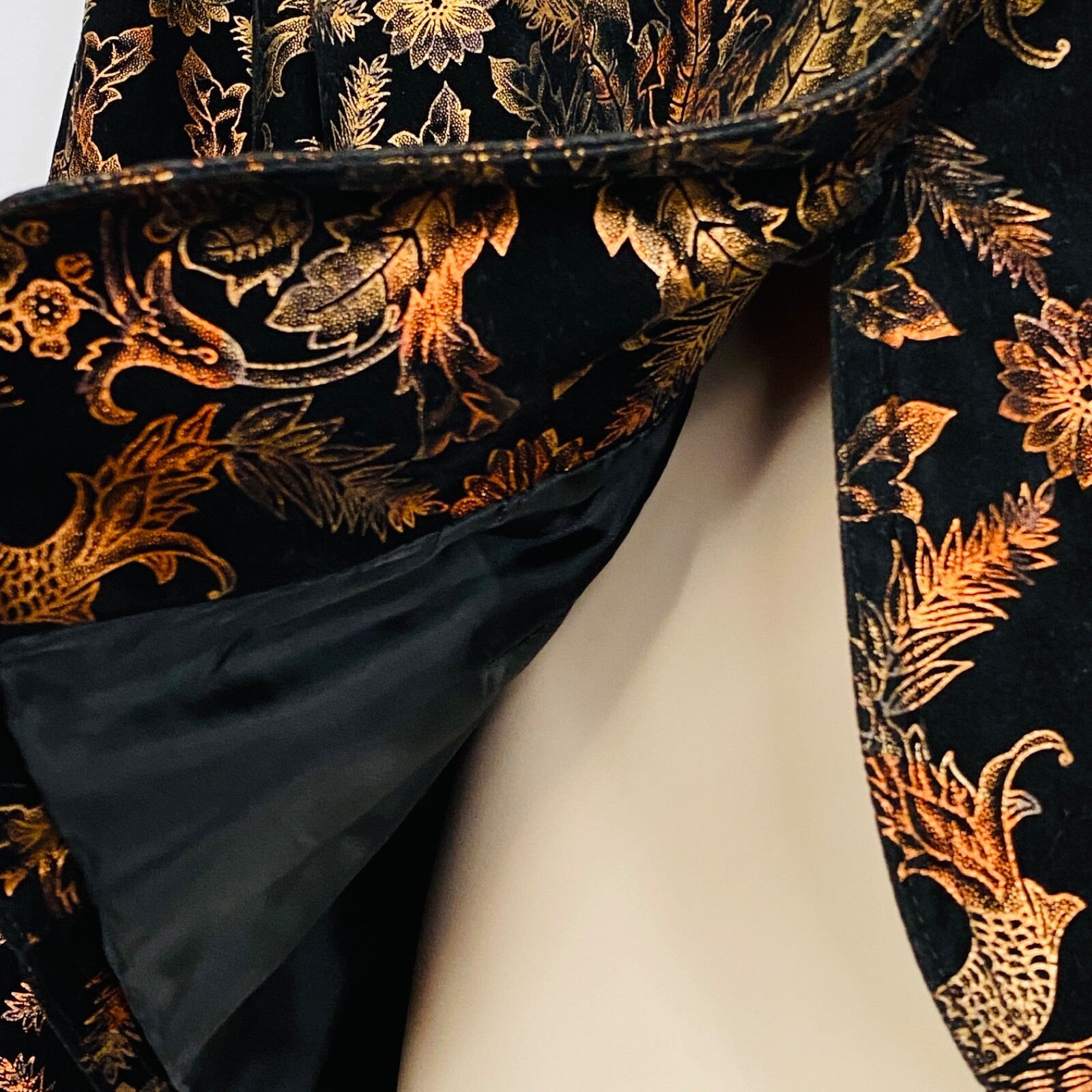 Metallic floral jacket copper bronze black velour patterned steampunk blazer