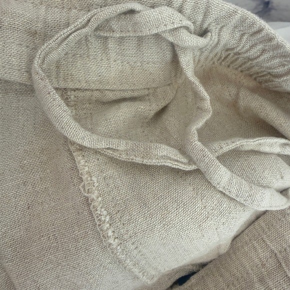 Old Navy Linen Blend Shorts Large Beige High Rise Elastic Waist Drawstring
