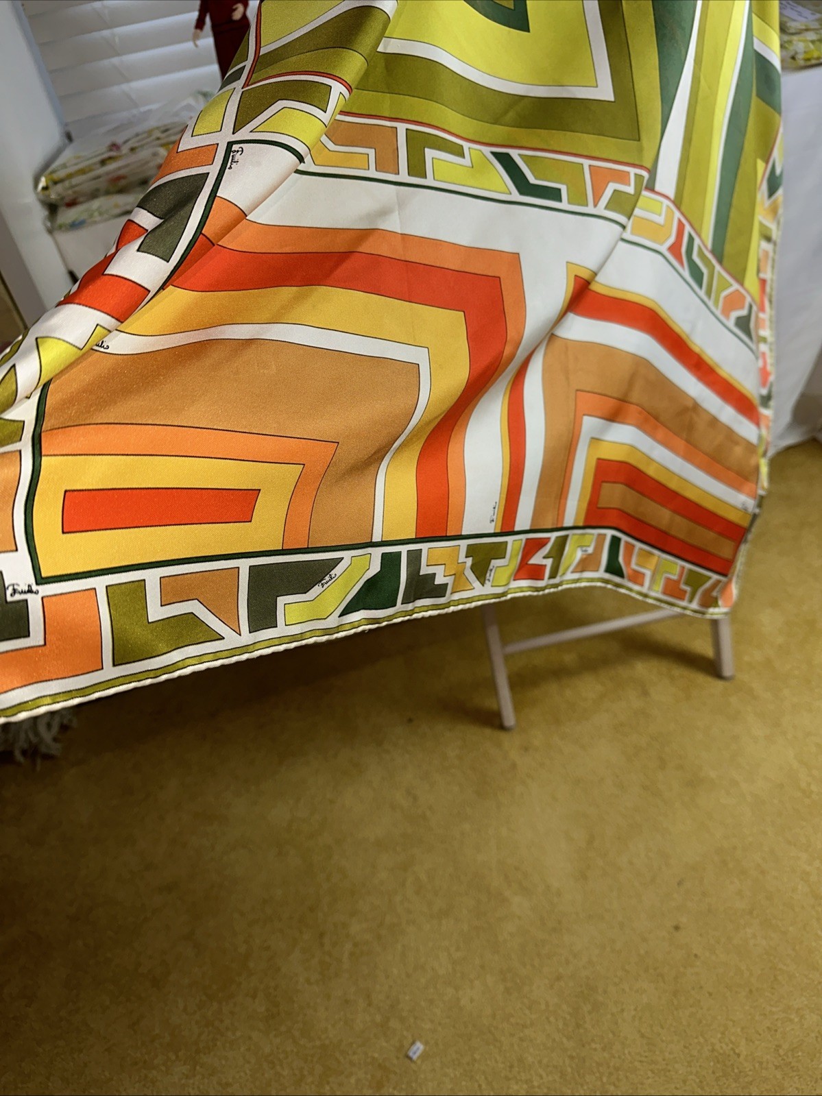 Vintage Emilio Pucci Geometric Silk Scarf Made In Italy 35 In. Square