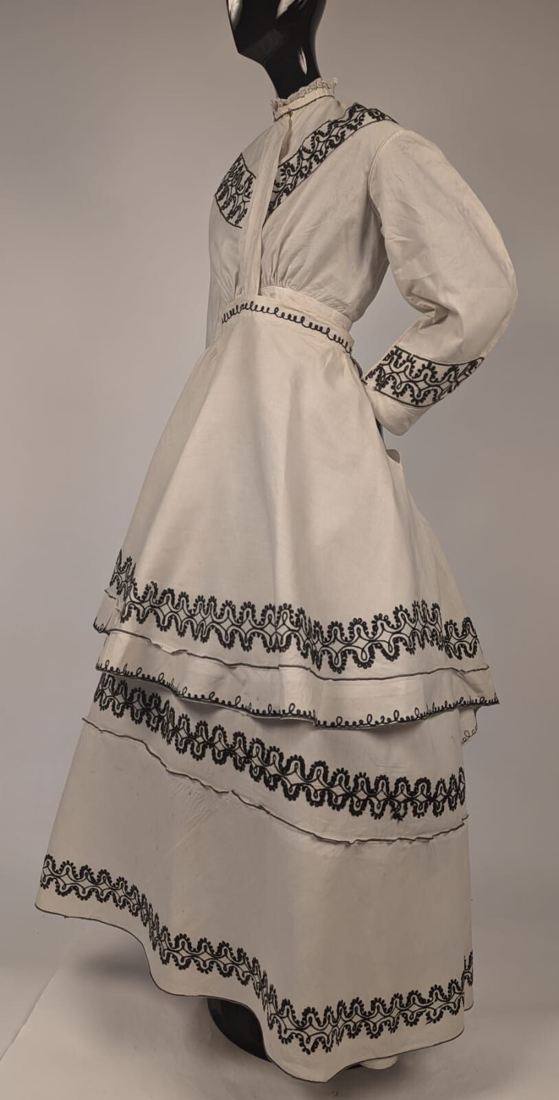 ANTIQUE CIVIL WAR ERA 1860’S 3 PC WALKING SUIT DRESS W BRAID DETAILING