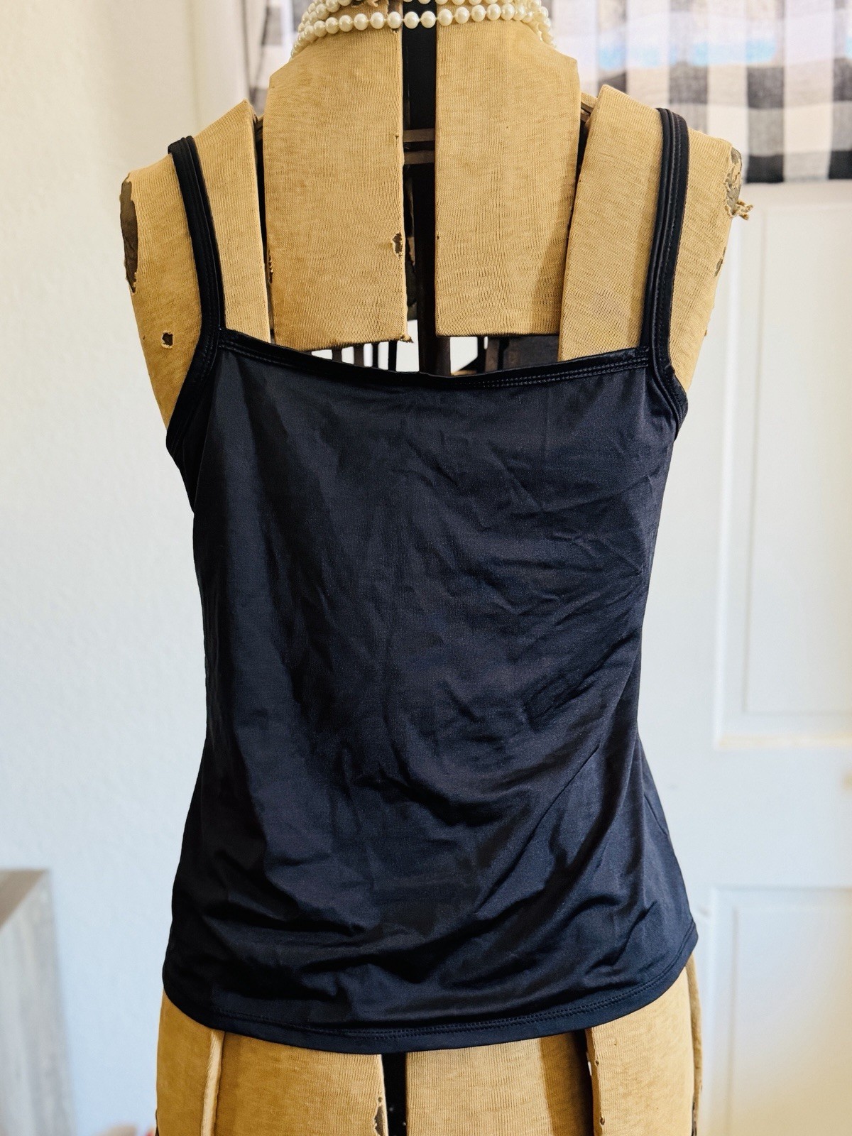 Vintage 80s Vanity Fair Black Stretch Camisole Size: 36/42