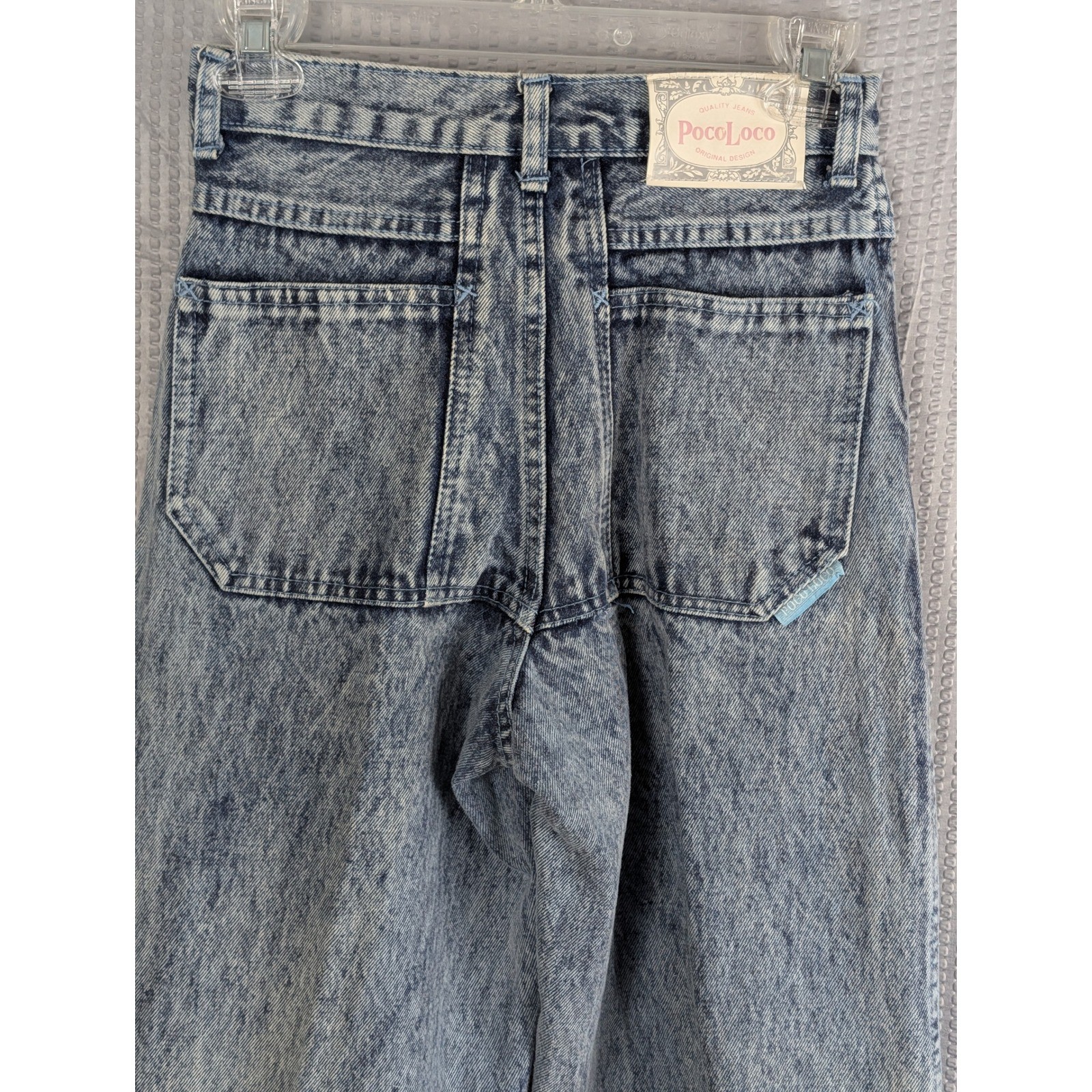 Poco Loco Vintage 80s Acid Wash High Rise Tapered Jeans Womens XS 23 24 Waist