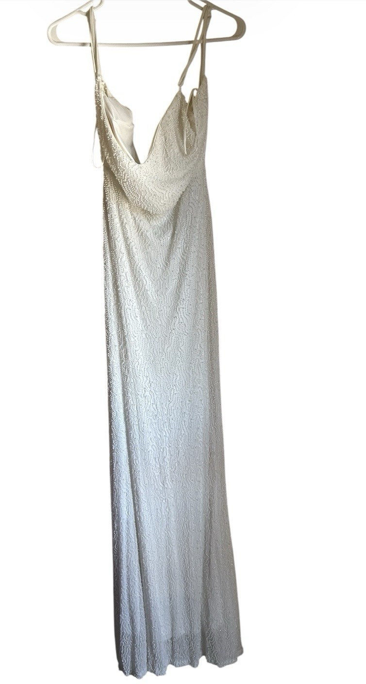 Windsor White Beaded Long Spaghetti Strap Slip Dress XL Polyester Spandex