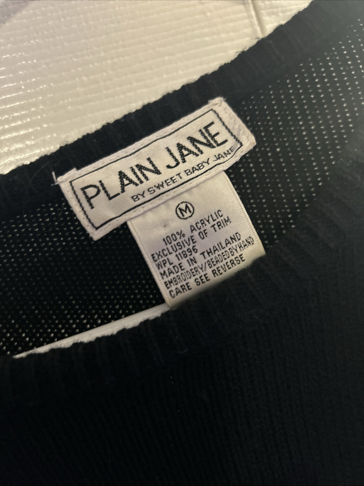 Vintage 80s Plain Jane Black Acrylic Sweater Dress Long Sequins Belted Glam Med