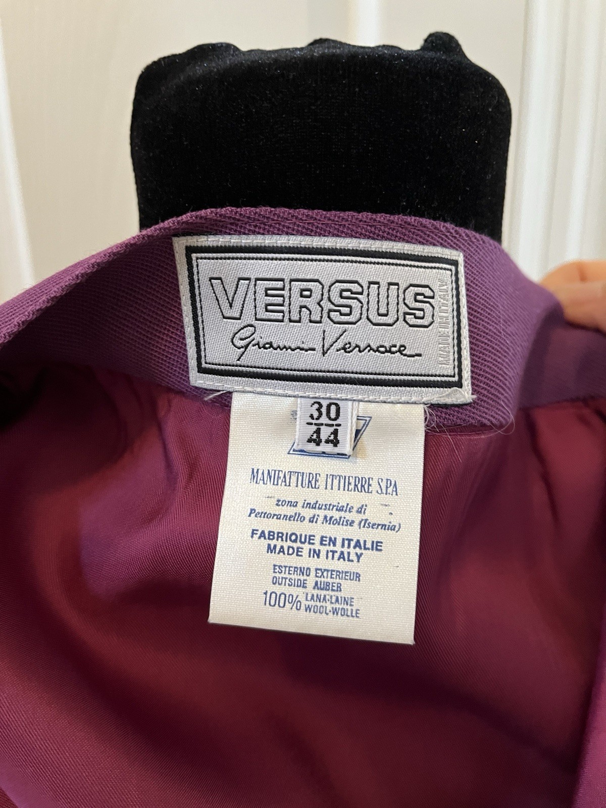 Vintage GIANNI VERSACE VERSUS Purple Long Wool Skirt with Front Slit