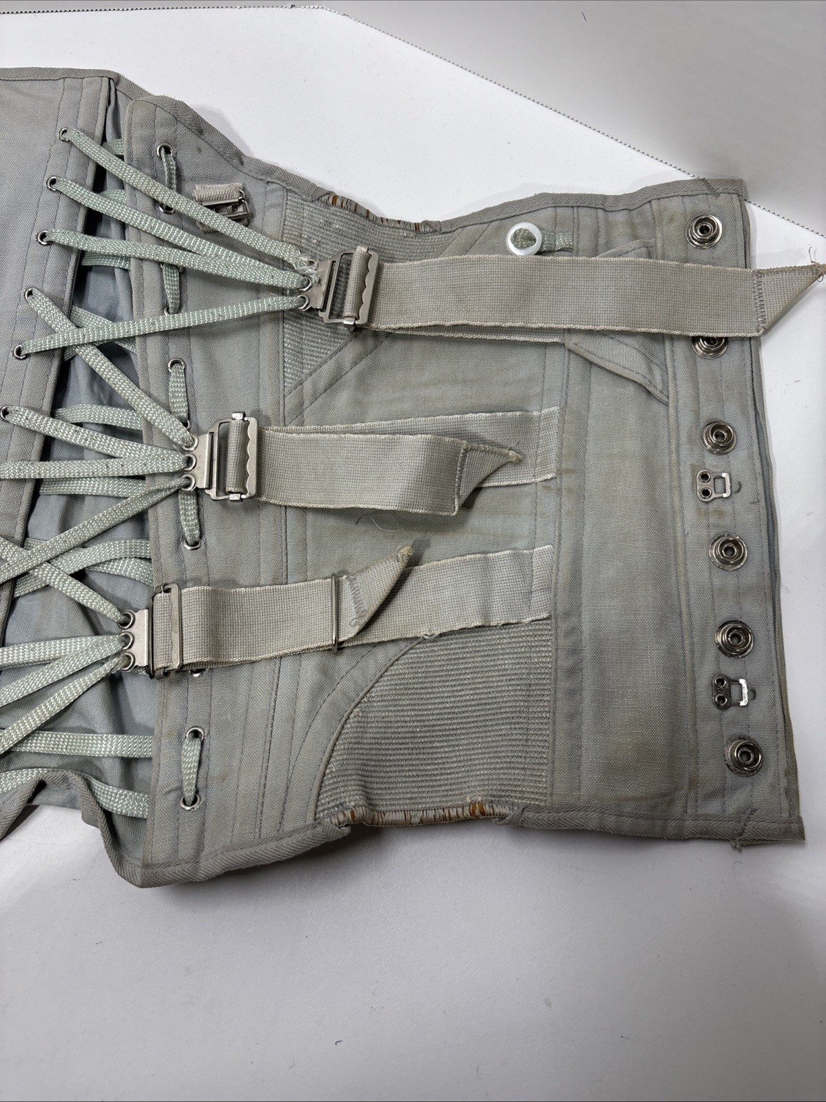 Antique Corset. Light Blue Anatomical Support Strappy Adjustable Form Fitting