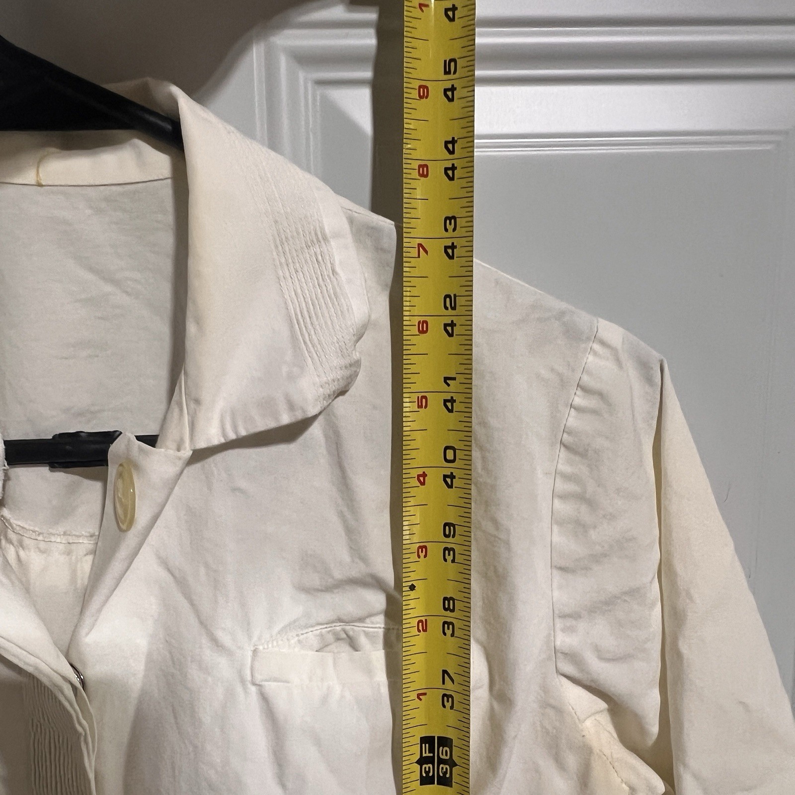 Nurse Uniform White Button Snap Front Dress Thin Vtg 1960s Medium Small *SPOTS*