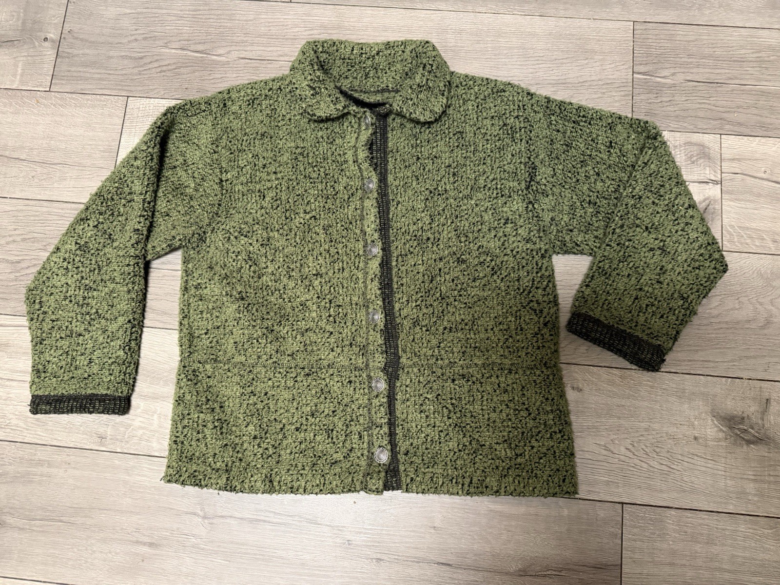 Vintage Fleece Jacket Alps 90s Rustic Green Black Flecks Size Medium