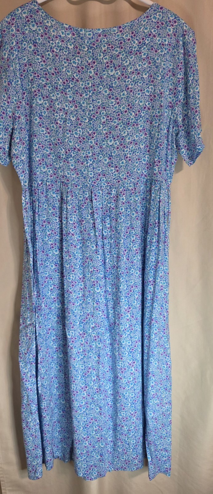 Vintage ERIKA COLLECTION Short Sleeve Cottage-Core Size Large Blue Ditsy Floral