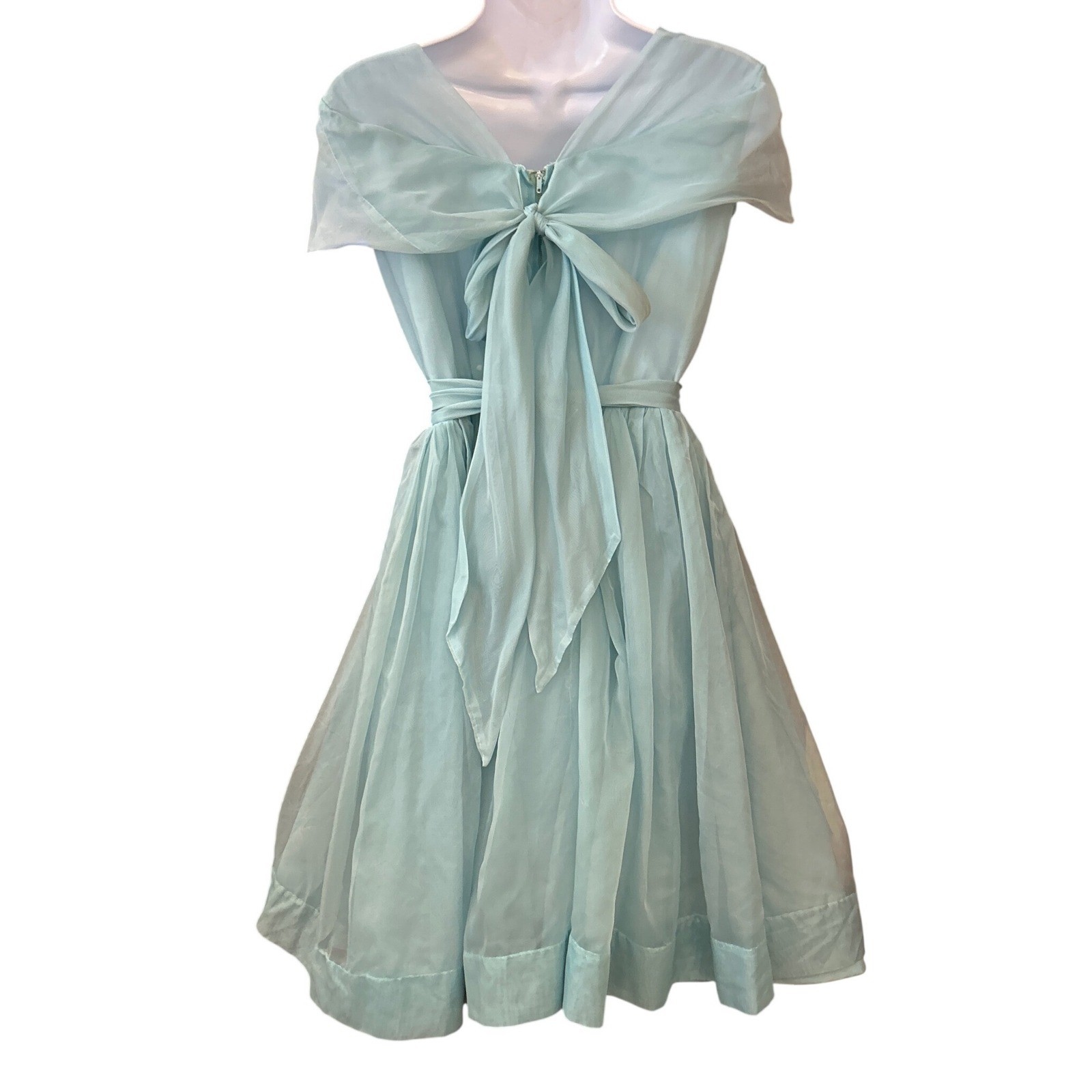 1950s Unbranded Chiffon Party Dress Mid-Century Retro Rockabilly Prom