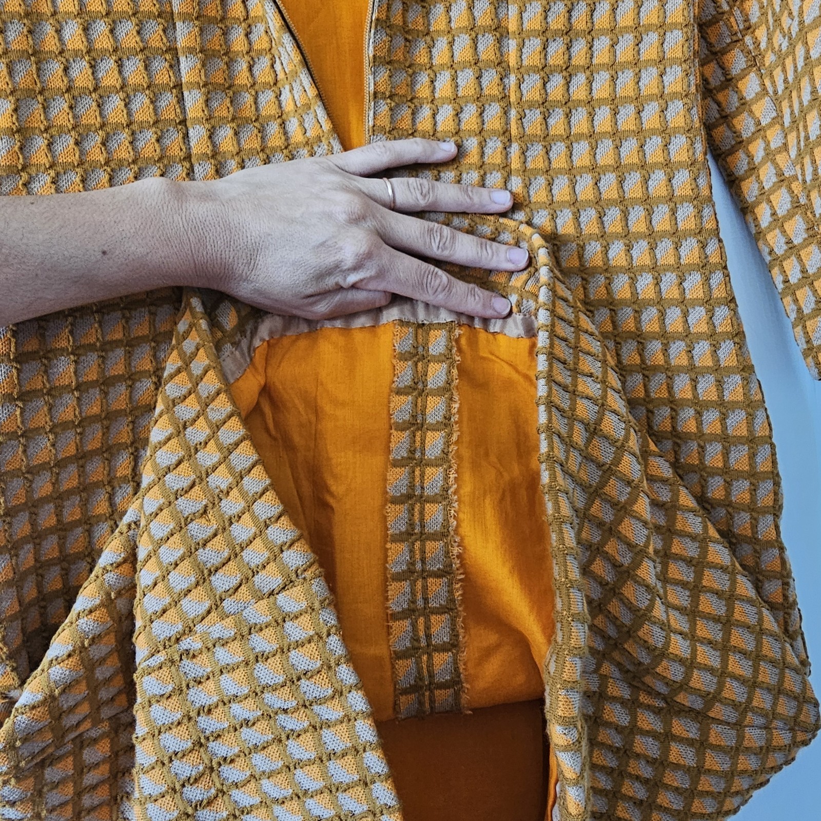 1960s 1970s Vintage Orange Mustard Yellow Mod Spaceage Shift Dress #37