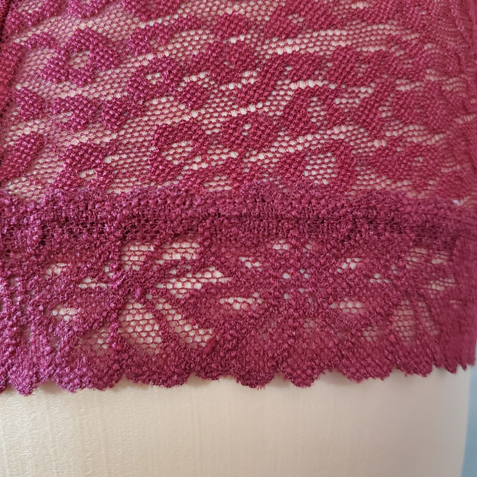 Victoria’s Secret PINK Burgundy Lace Hipster Panty Love Pink Logo Waistband XL