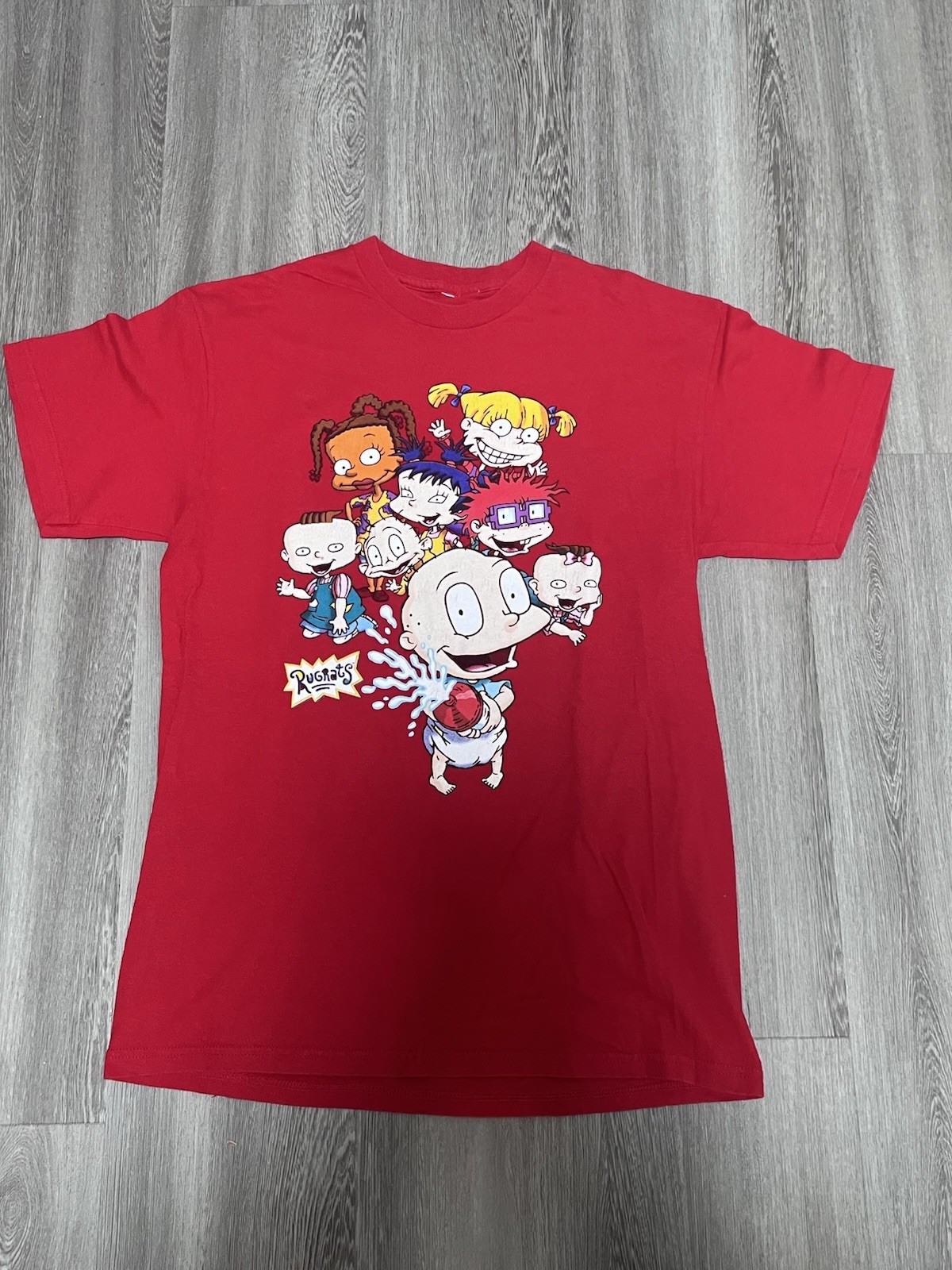 Rugrats Vintage Y2K Red Cartoon Short Sleeve TShirt Medium Chucky Tommy 18×28.5