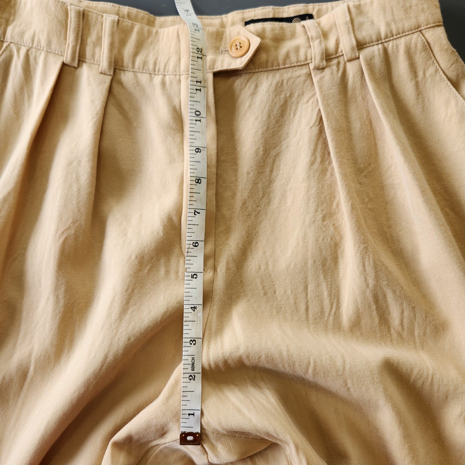 VTG 80s 90s Escada Women Wool Pleated Trouser Pant Sz 44 Camel Quiet Luxury