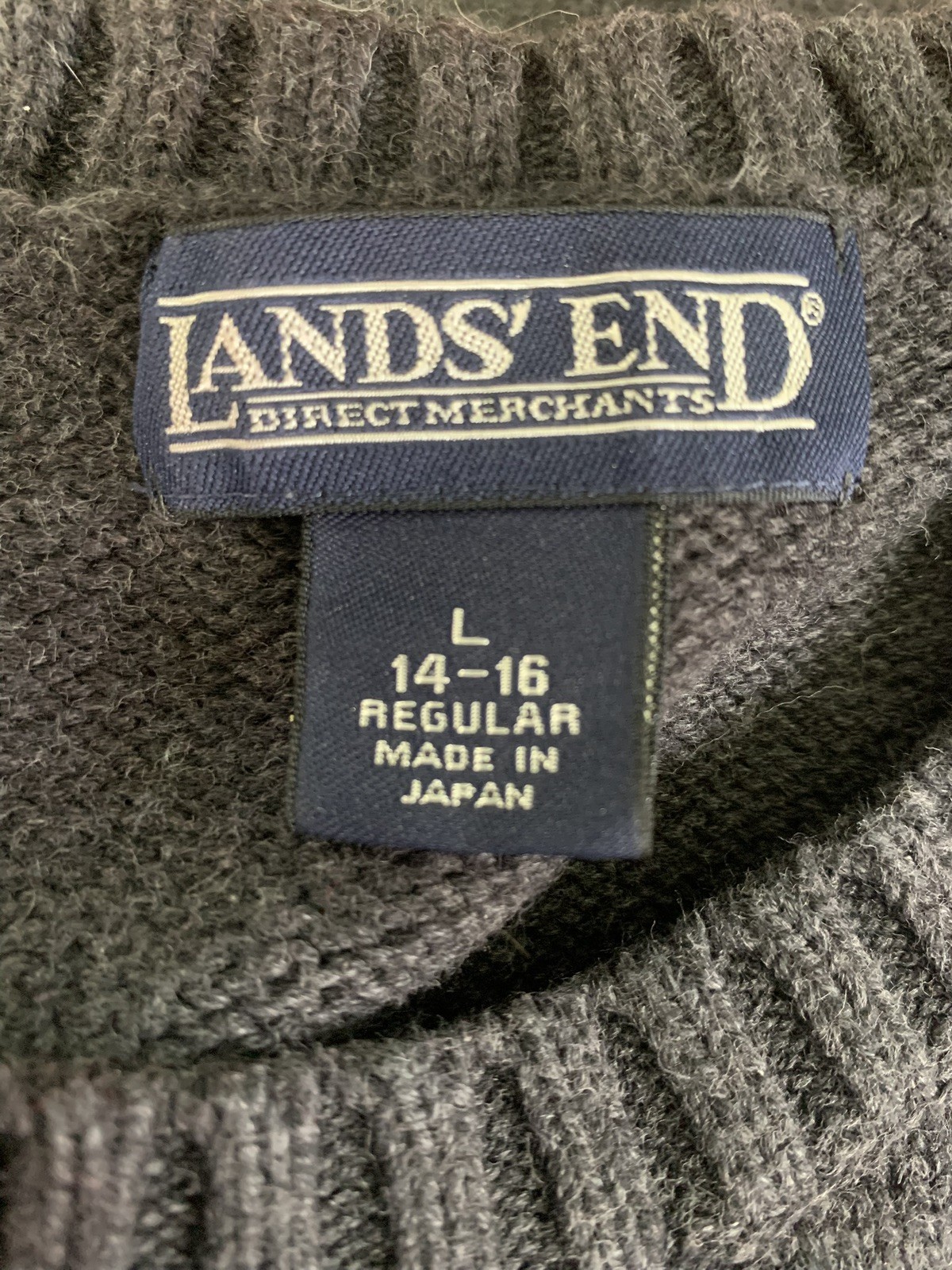 Vintage 1990s Lands’ End Gray Sweater 100% Cotton Sz L Heritage Size Large 14-16