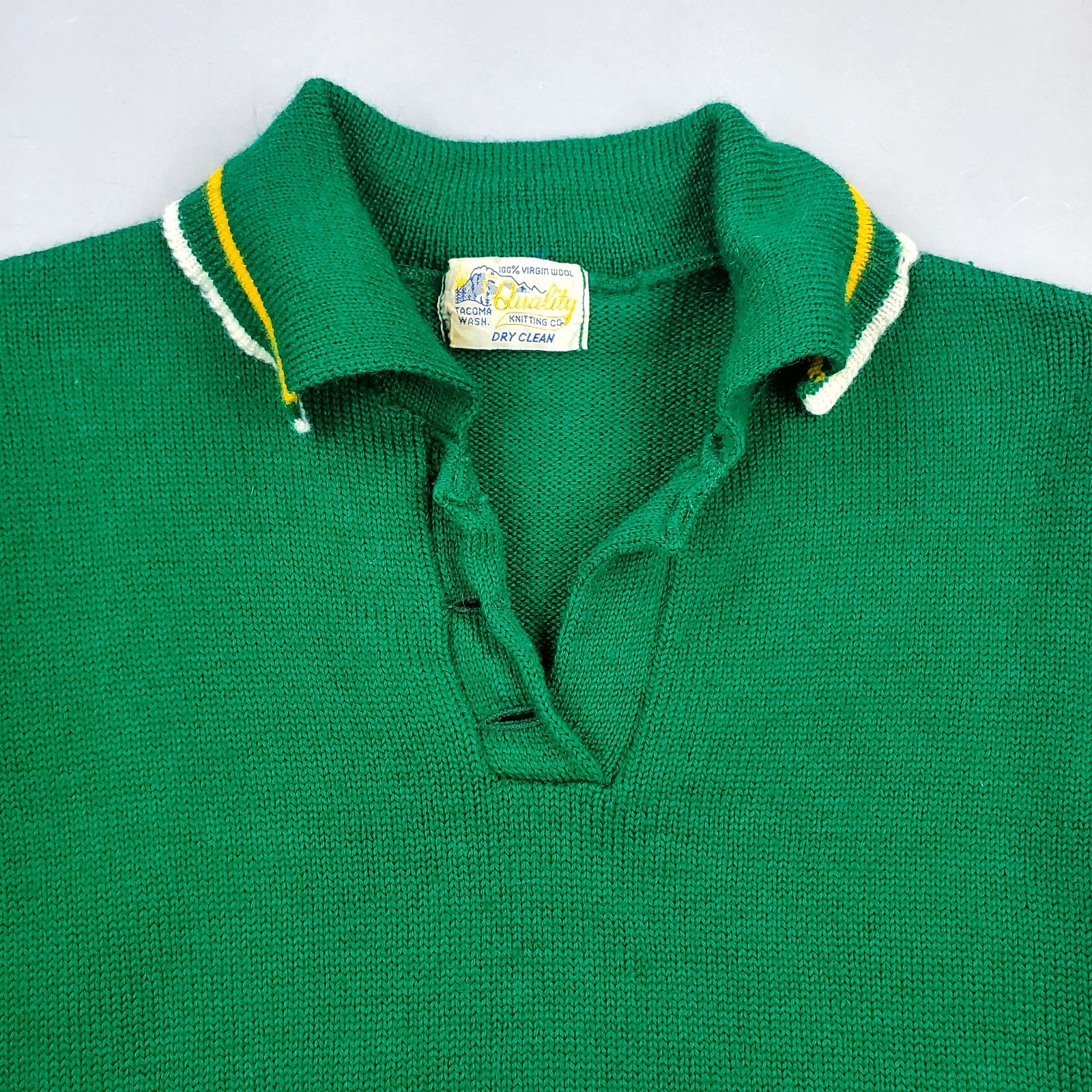 Vintage 1950s Varsity Cheer Sweater Womens USA Made Kelly Green Virgin Wool 60s
