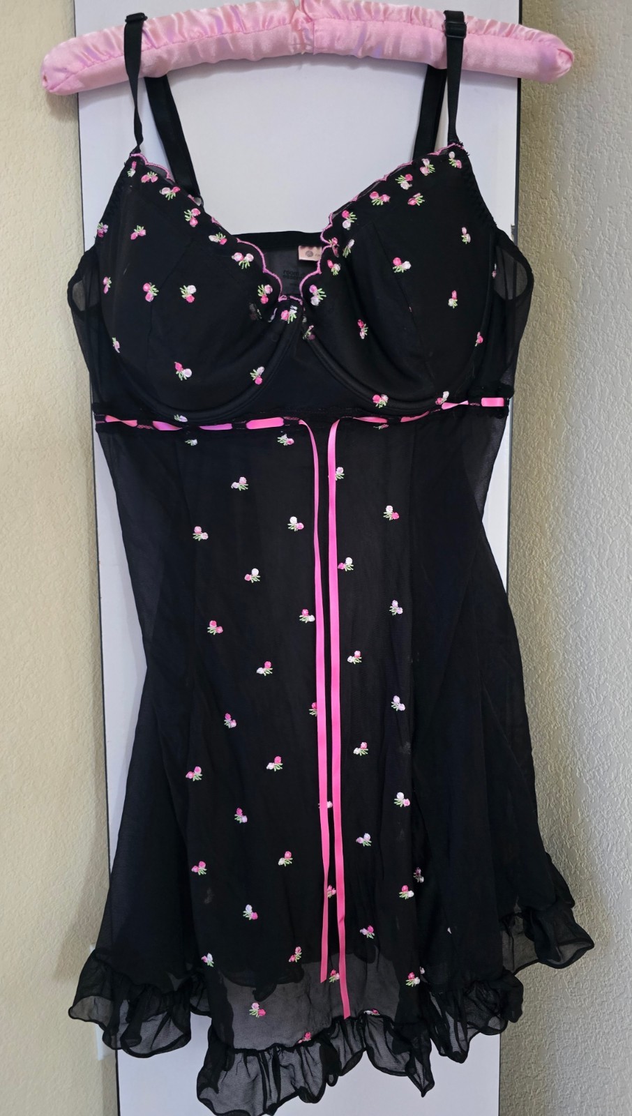 Enchanted Brand Vintage Y2K Plus Size Black & Pink Lingerie 22/24 Beautiful!