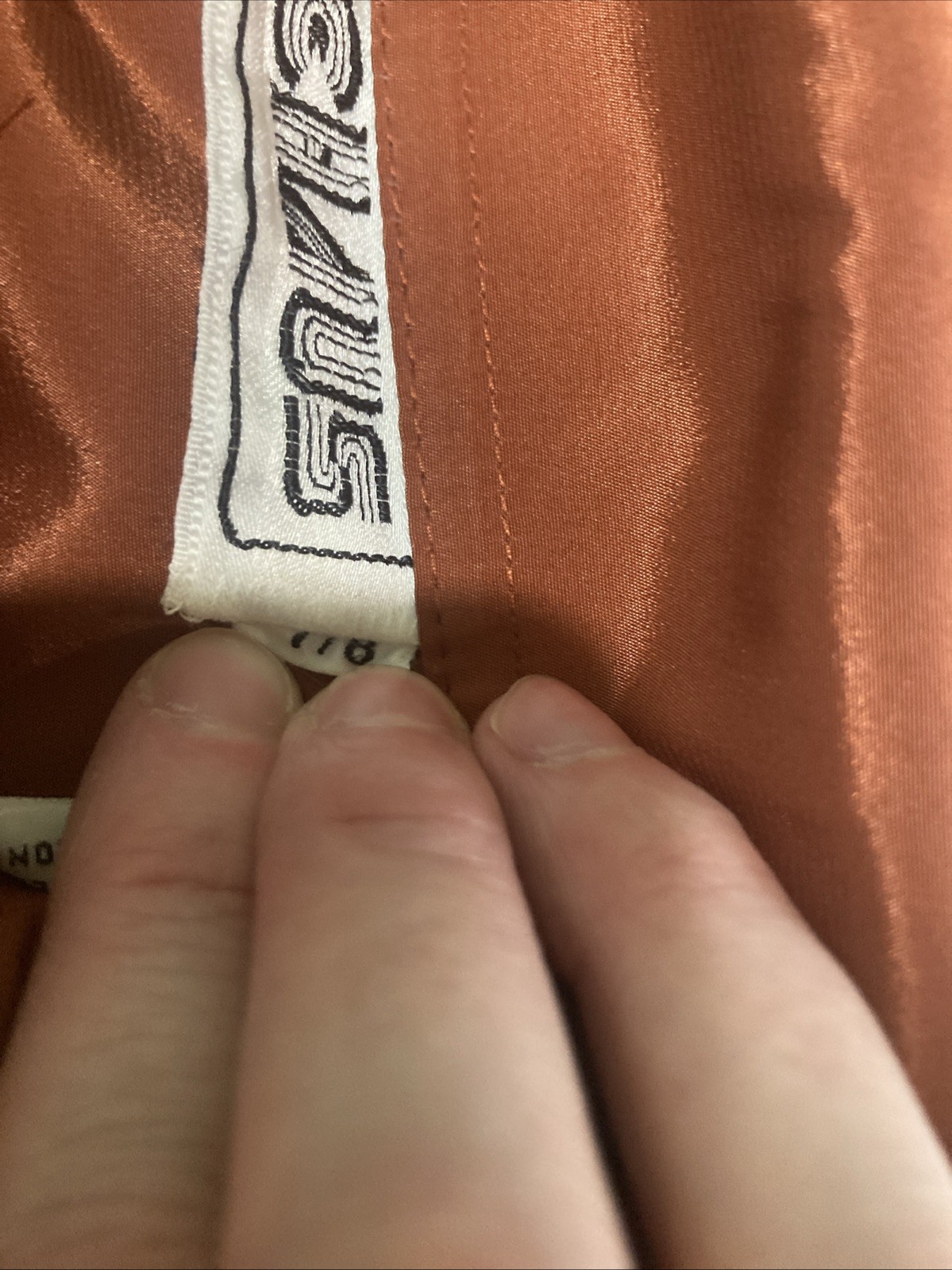 Vtg 80s Chaus Blouse Size 7/8 Fit Med Orange Rust Copper Secretary Top Retro EUC