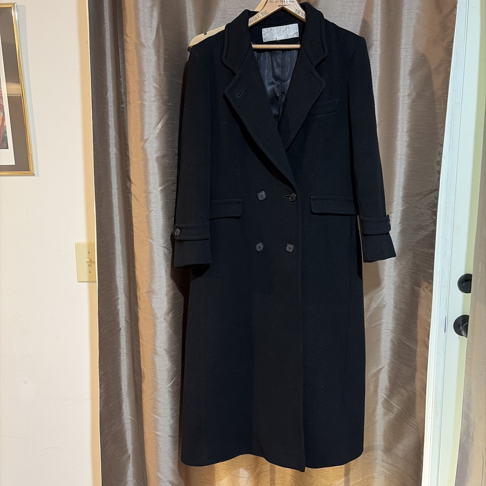 VTG Evan Picone Long 100% Wool Double Breasted Coat Women&rsquo;s Medium Black (8?)