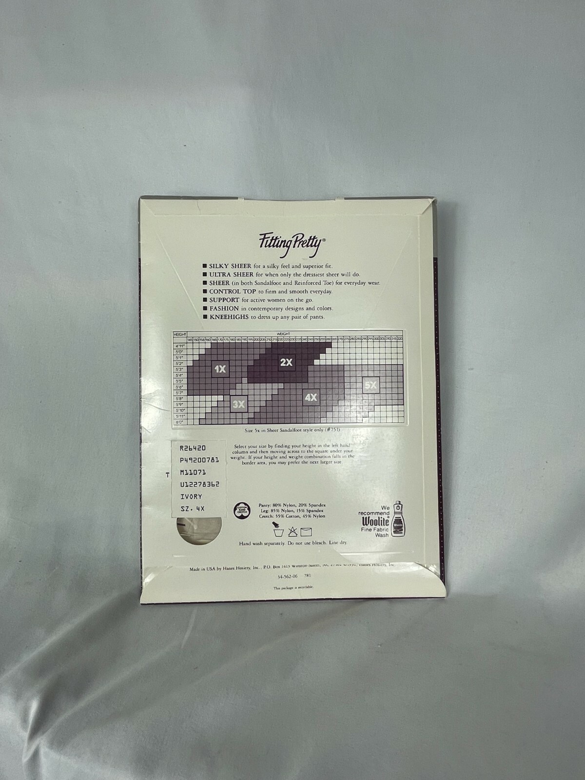 Hanes 781 Fitting Pretty Silky Sheer Light Control Top Sandelfoot Size 4X Ivory