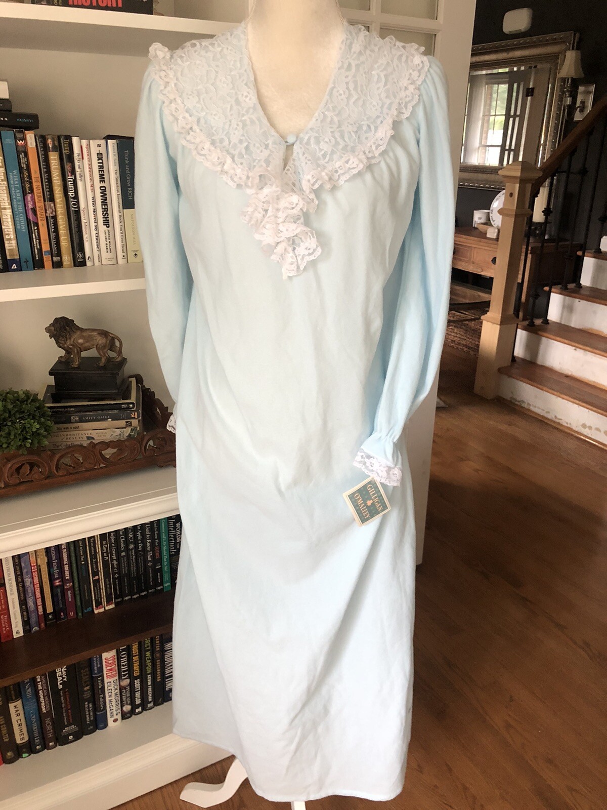 Vintage Gilligan O&rsquo;Malley Long Blue Lace Nightgown XS 4-6 New Whimsy Cottagecore