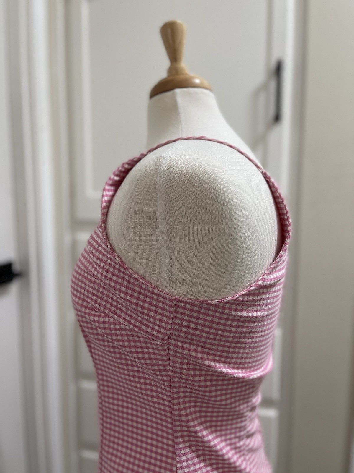 Vintage 90s California Concepts Gingham Sun Dress Size 7 Pink Y2K
