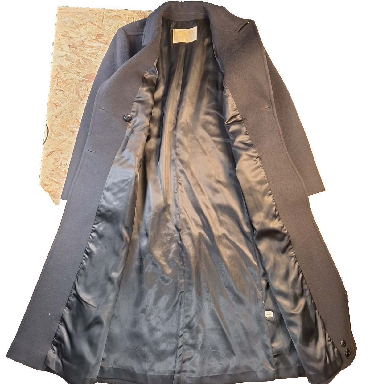 VTG Pendleton Womens Sz 10? 100% Wool Heavy Overcoat Black Double Breasted Lined