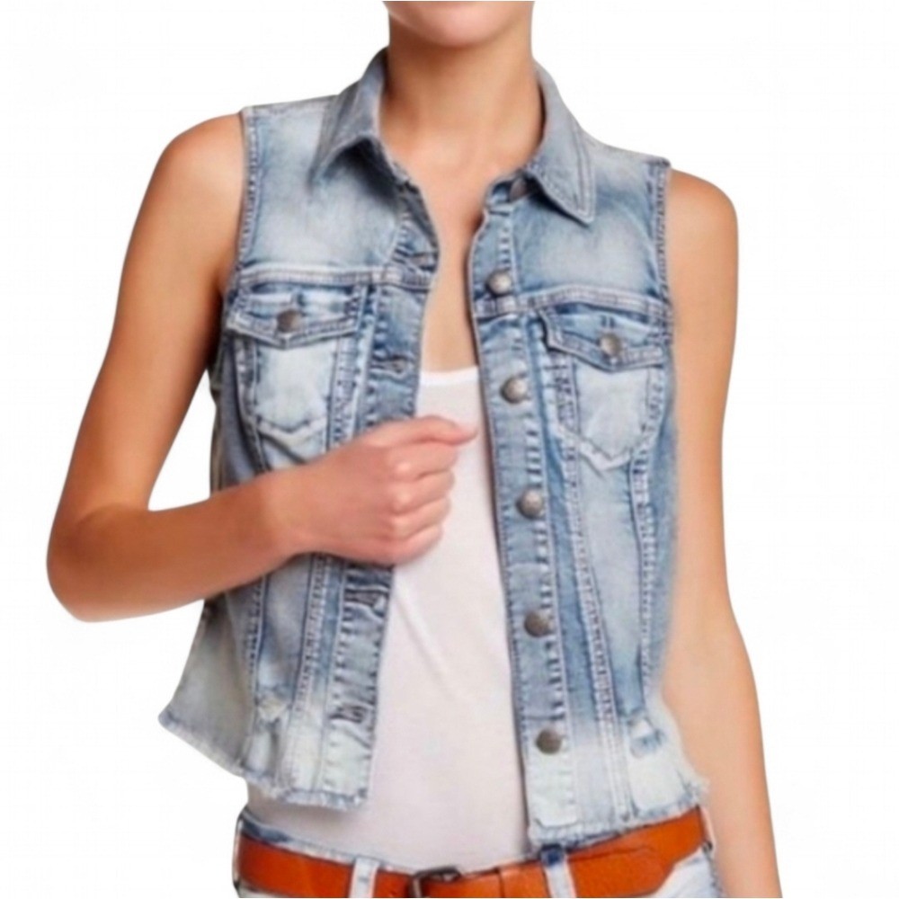Silver Jeans Acid Wash Denim Vest Jacket Size Large