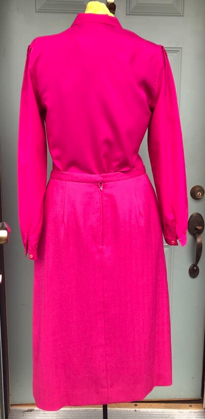 NWOT NWT Evan Picone fuscia lined skirt suit sz 14 Lloyd Williams blouse sz 10