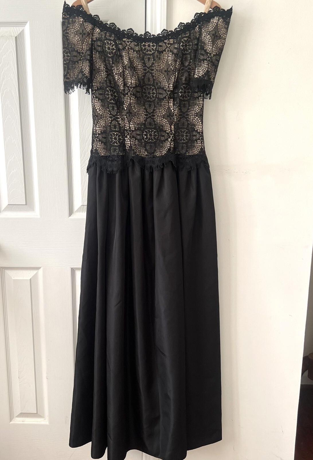 House Of Bianchi Sz S Vintage &rsquo;80&rsquo;s Black Lace Bodice Evening Gown Formal Dress