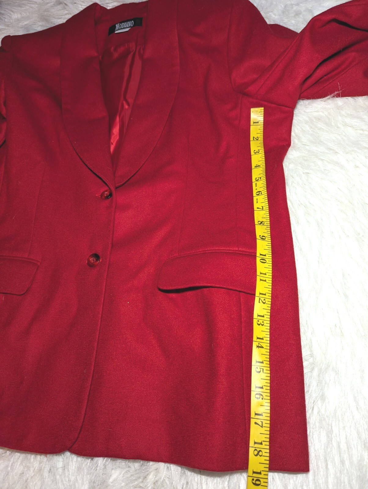 New MODIANO 1980s Solid Red Blazer Jacket 100% WOOL Business Size 14 Women&rsquo;s