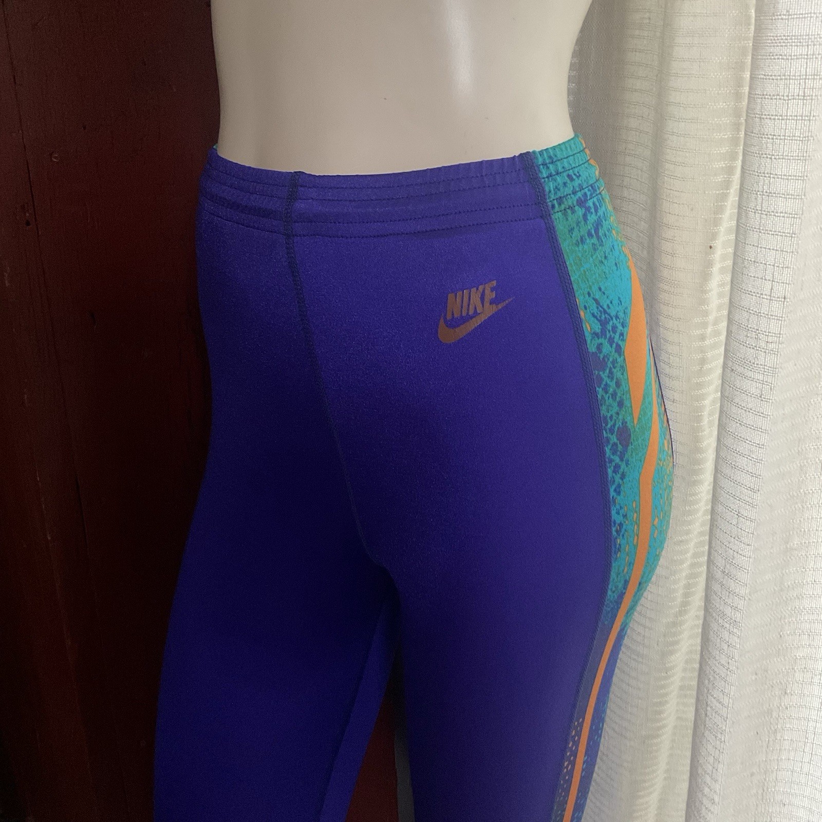 Vintage Nike Shiny Purple Side Stripe Spandex Leggings M