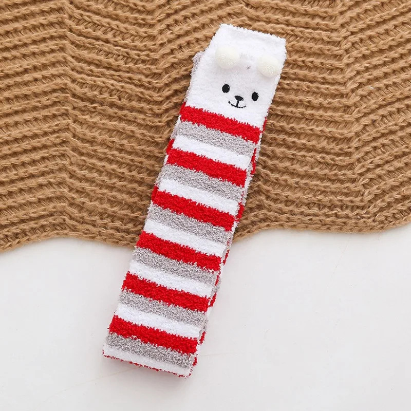 Festive Fleece Lined Thigh High Socks for Women, Christmas Winter Crew Sock