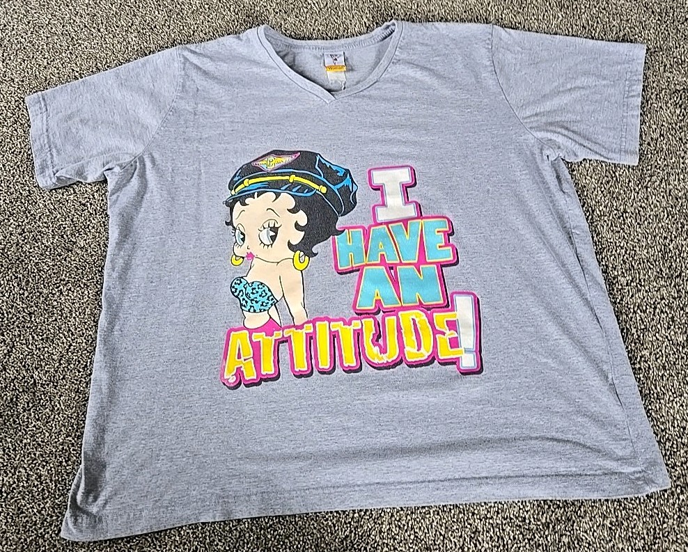Vintage Betty Boop T Shirt 3XL 4XL Women&rsquo;s Motorcycle Glitter Front Back Graphic