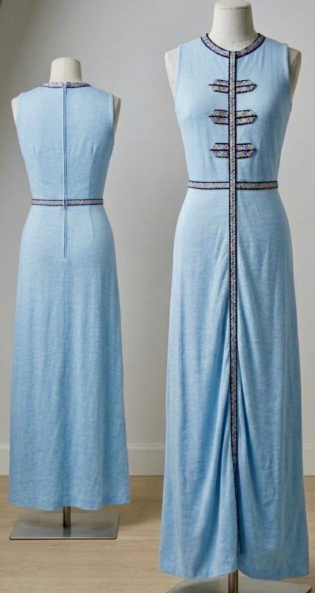 Super Rare 1960s Lilly Pulitzer”The Lilly” Maxi Dress w Chevron Embroidery