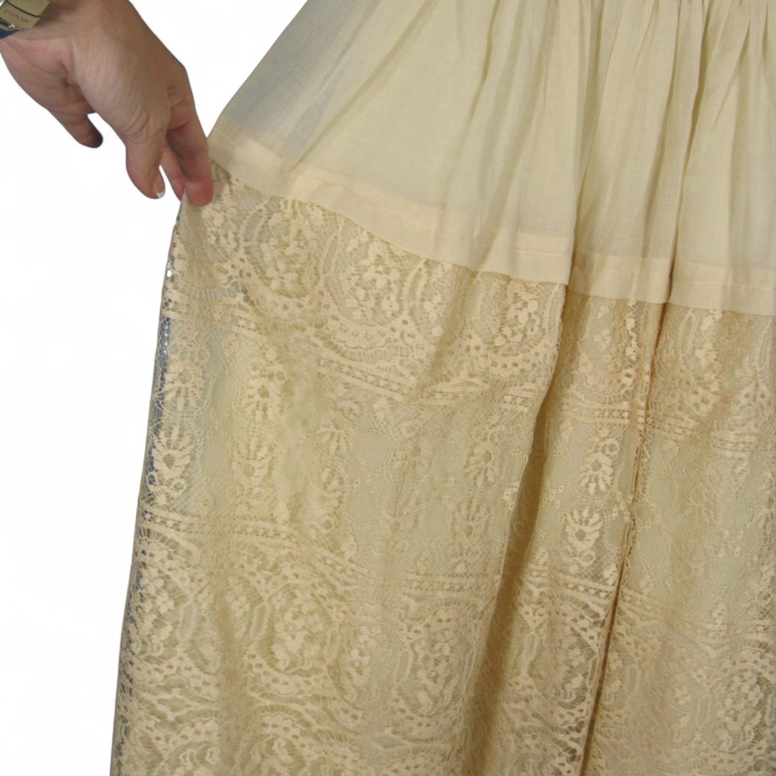 VTG JOY STEVENS California LAYERED w/LACE Ivory COTTAGECORE Wedding Dress 9/10