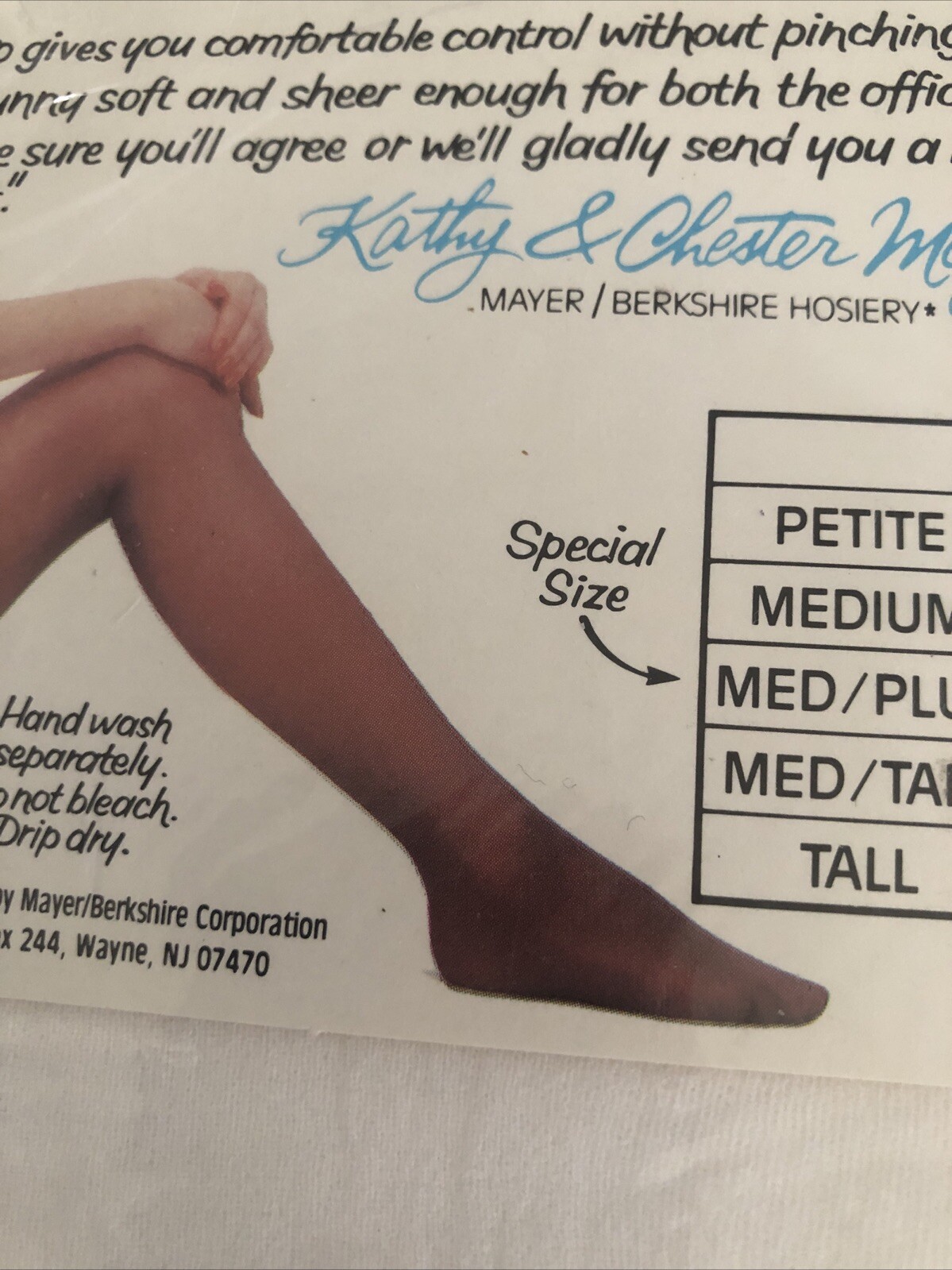 Vintage Mayer Bunny Soft Control Top Nylon Sheer Pantyhose White TALL 1985 USA