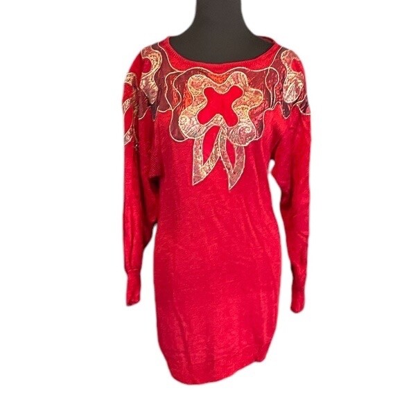 Wool Blend Vintage 80&rsquo;s Women&rsquo;s Red Sweater