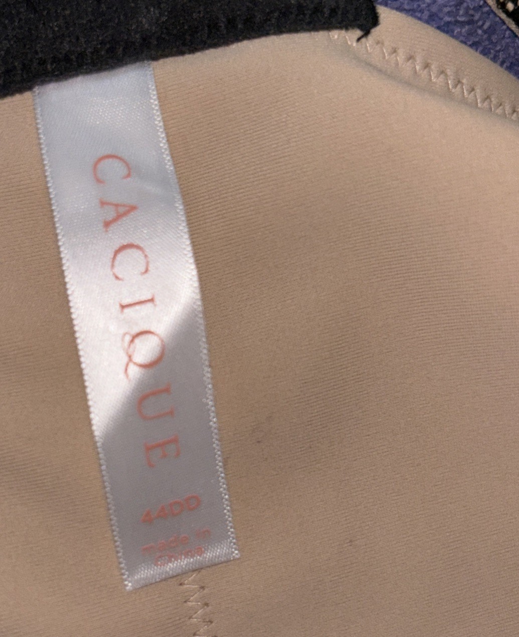Cacique Modern Summer Lace Underwire Lined Balconette Bra Size 44DD