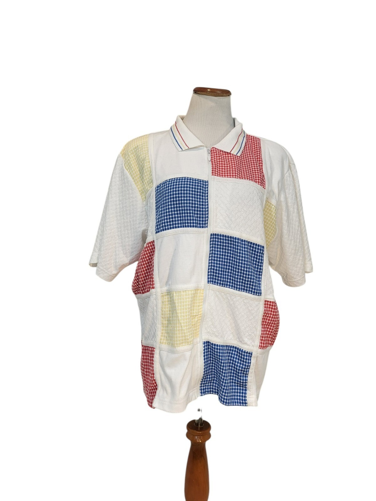 Koret Francisca Vintage 1990s Multicolor Zip Up Colorblock Shirt Size XL