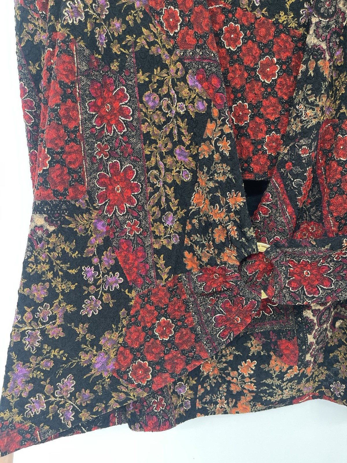 VTG Graff CA Blouse Top Floral Pullover Sz XL Wrap Faux 2 Pc Stretchy