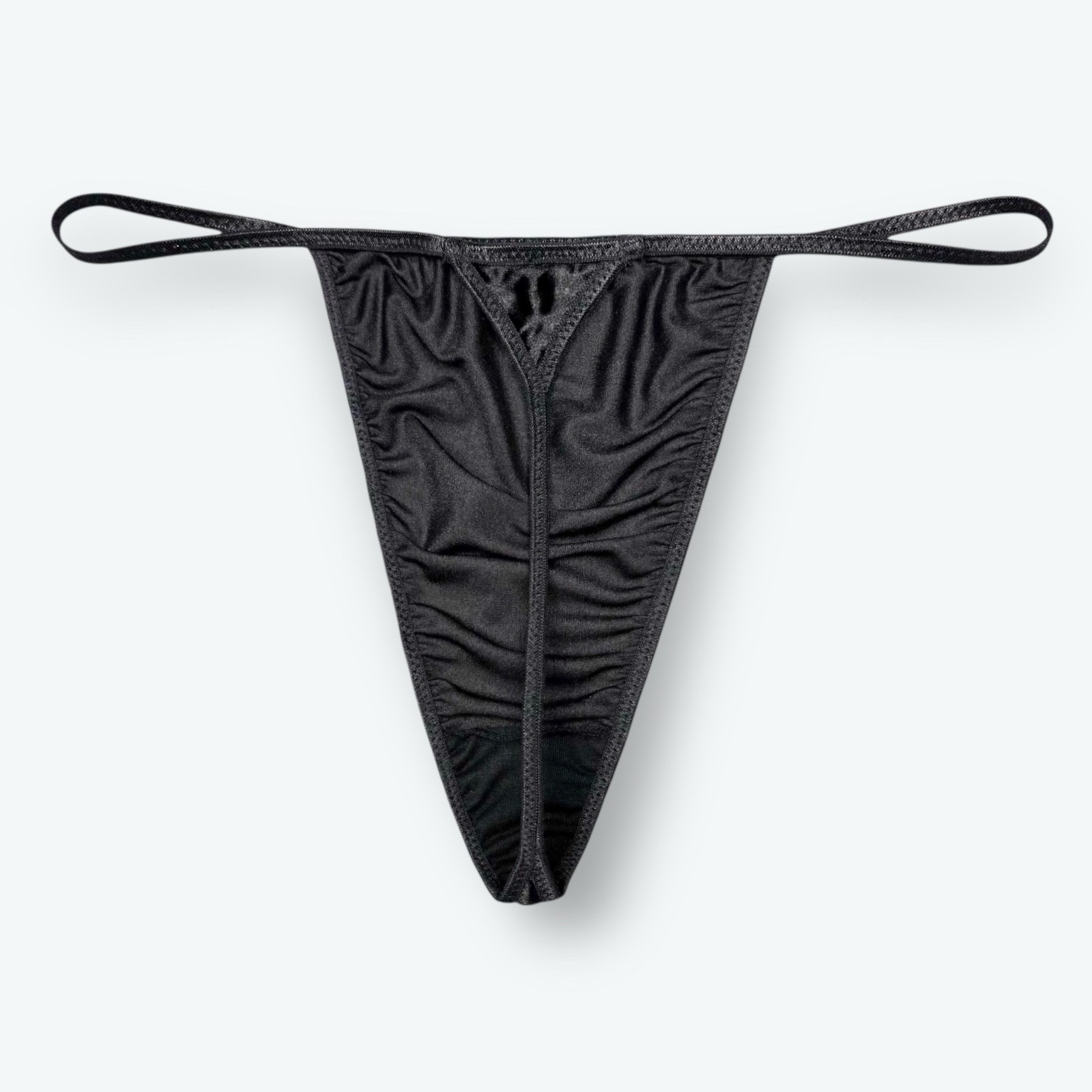 Satin V-String Hi-Cut Thong Black M