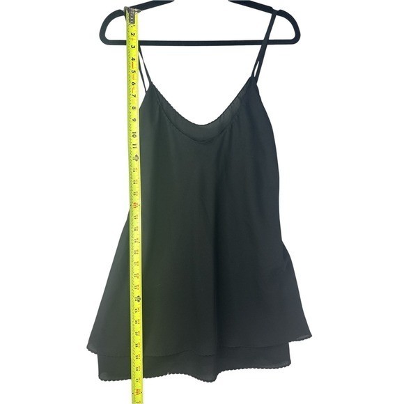 Natori Black Silk Camisole with Delicate Lace Trim