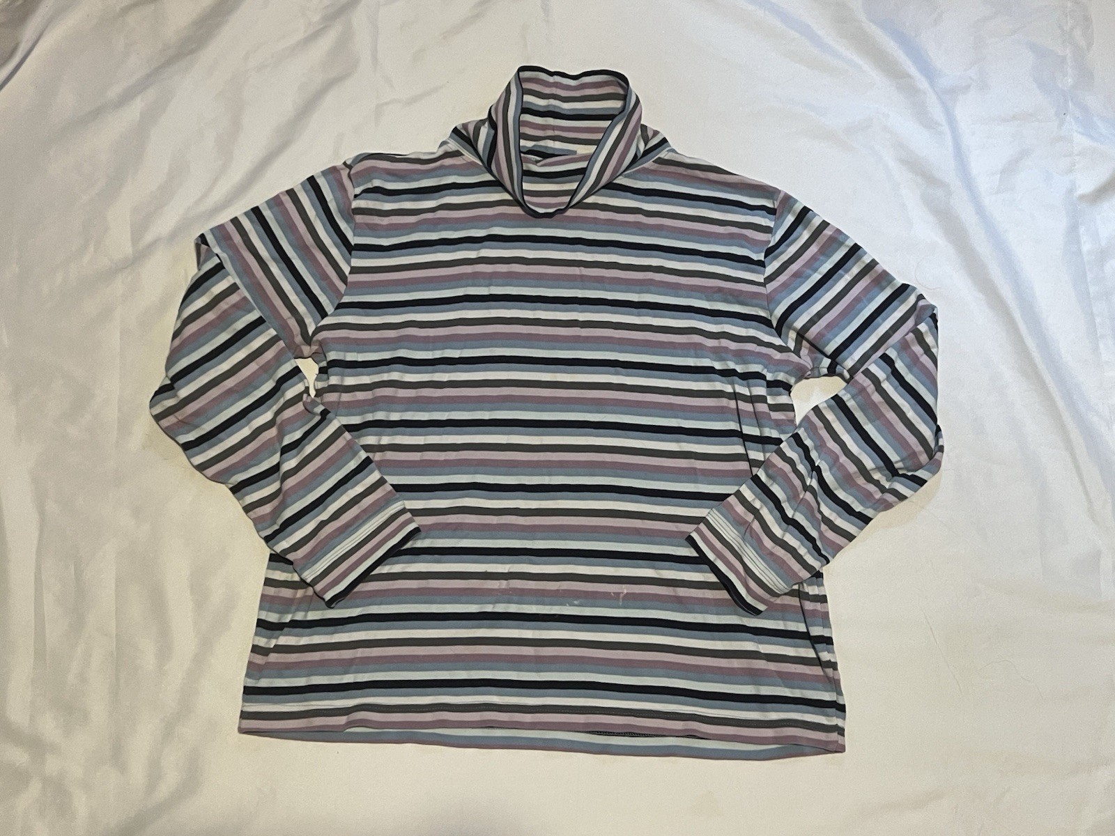 Vintage Cherokee Brand Striped Cotton Turtleneck Sweater Sz L