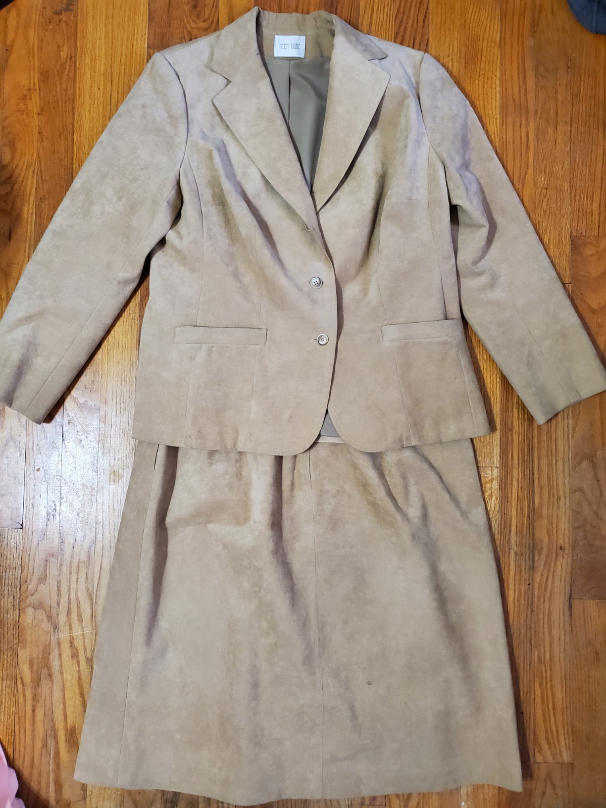 Vintage Helen Louise Suede Blazer Skirt Suit Size 42 (21&Prime; Chest) 33&Prime; Waist Skirt