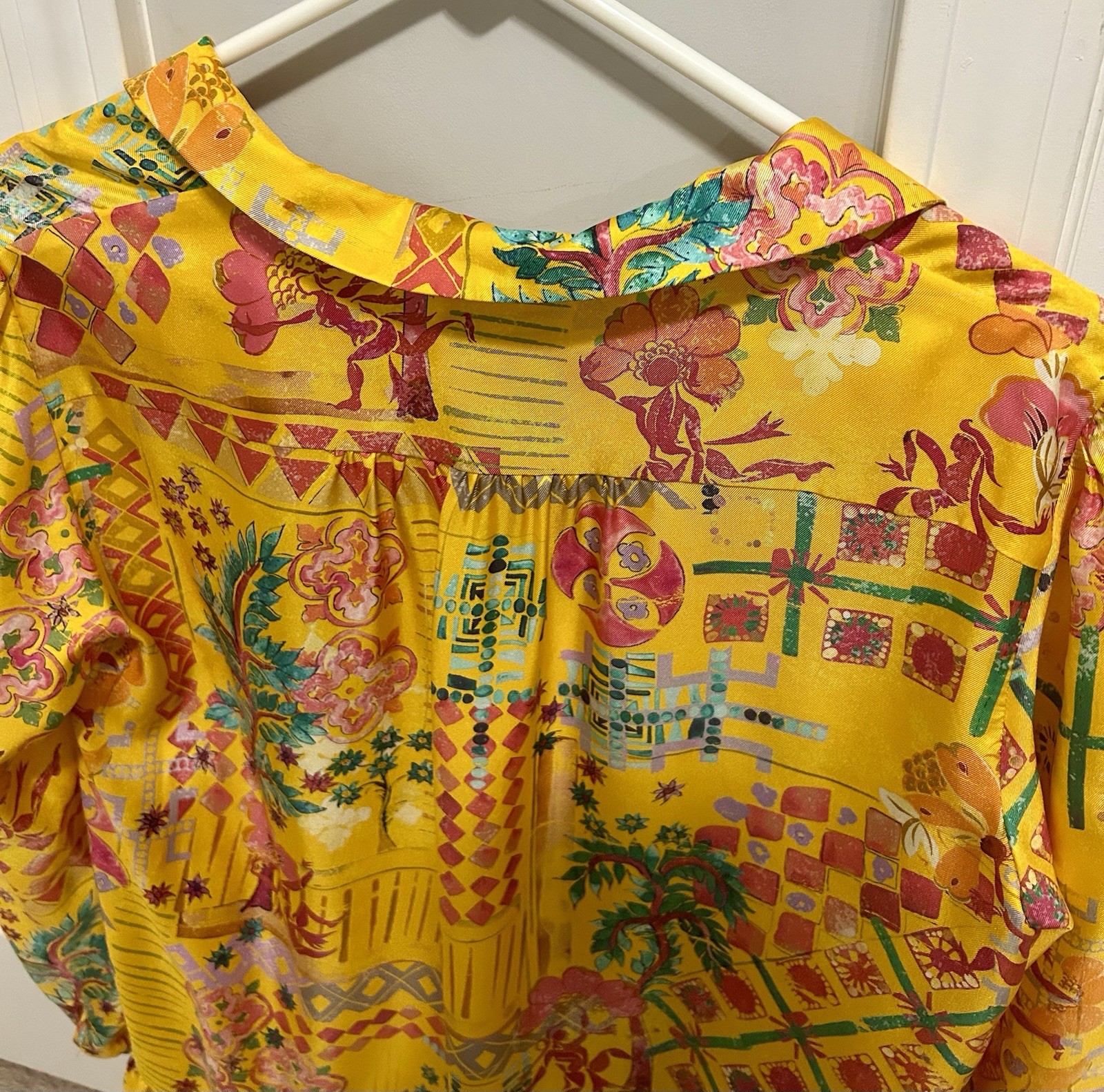 Vintage 2001 Saloni 100% Silk Twill Dress UK10 US6 NWT Yellow/Orange 10357