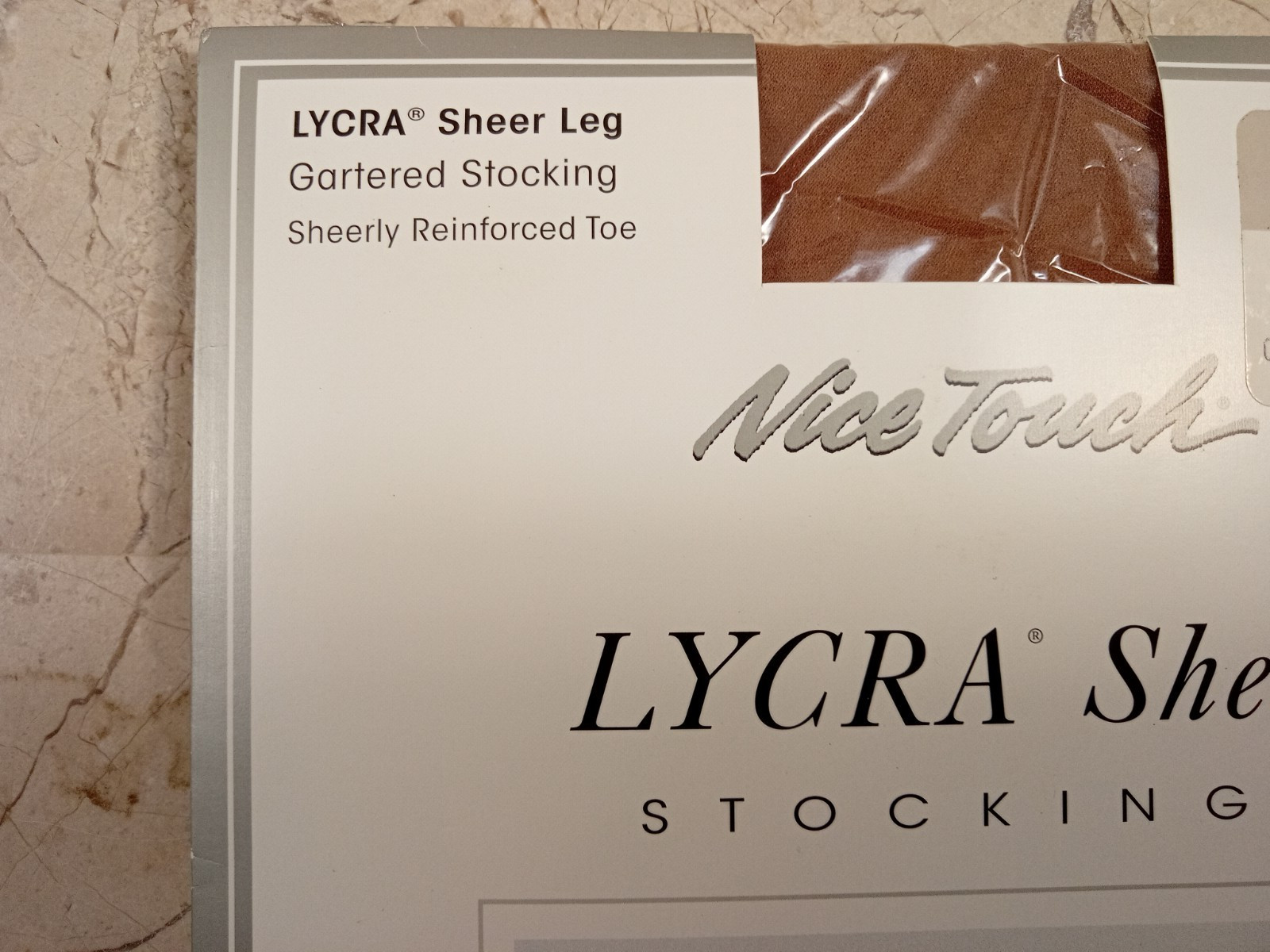 Vintage Sears Nice Touch Lycra Sheer Leg Gartered Stockings Nude Size B 20 Denie