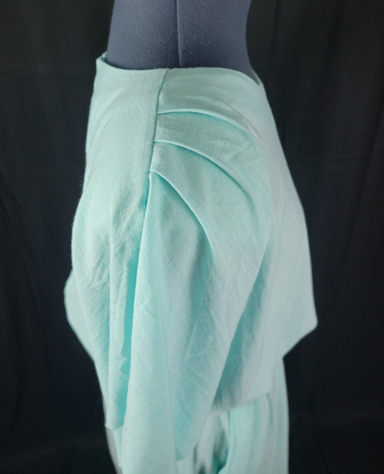 Vintage Stuart Alan Mint Green Blouson Dress w Slim Skirt & Belt Size 18