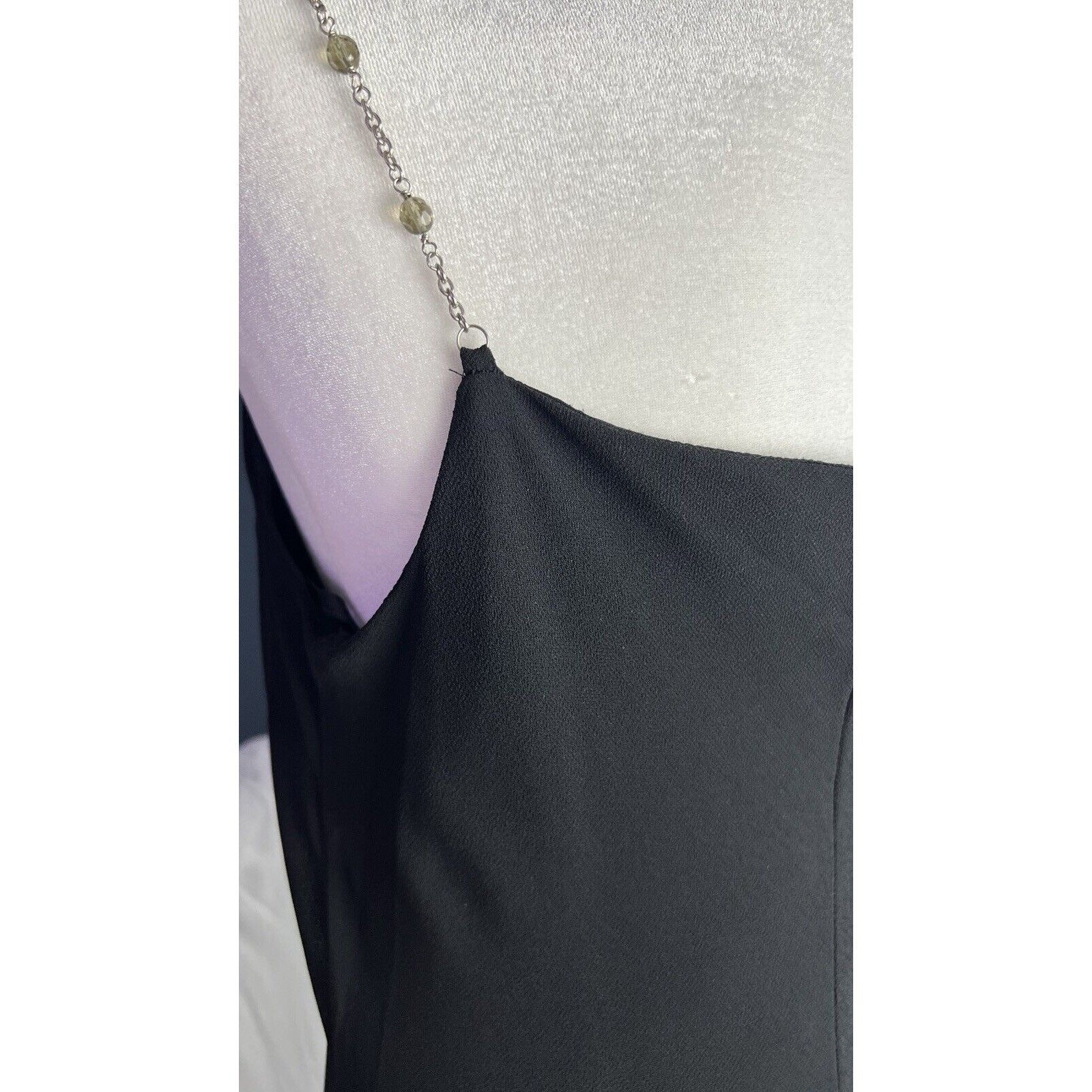 Scott McClintock 1980’s Black Evening Gown Jeweled Chain Spaghetti Straps Sz 14