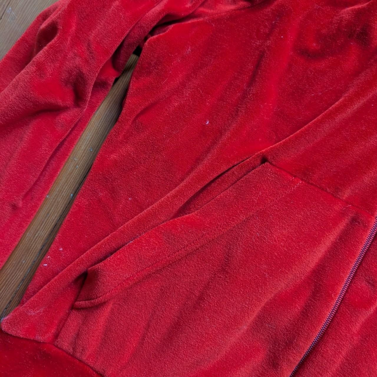 Sears 70s Vintage Bright Red Velour Zip Up Hoodie S